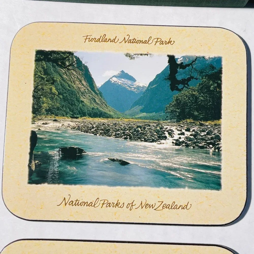 Jason Coasters New Zealand Set of 6 National Parks Photo Cork Back Decor Box